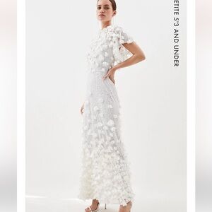 Petite Crystal Applique Angel Sleeve Woven Midaxi Dress